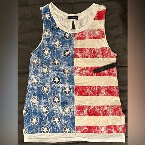 Flashomob. USA Flag Tank Top with Distressed Graphic Design. Size M. NWT.